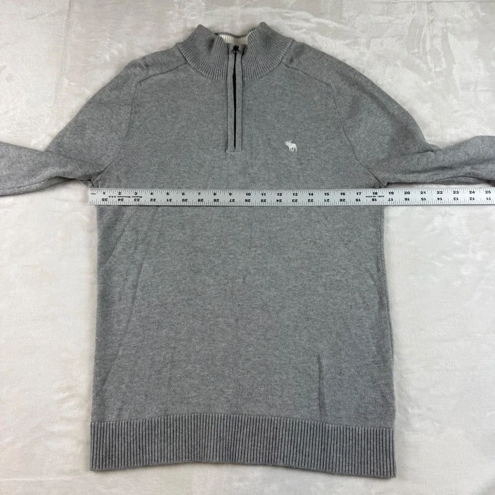 Abercrombie & Fitch Quarter Zip Cashmere Blend Sweater Mens S Grey Cotton Knit